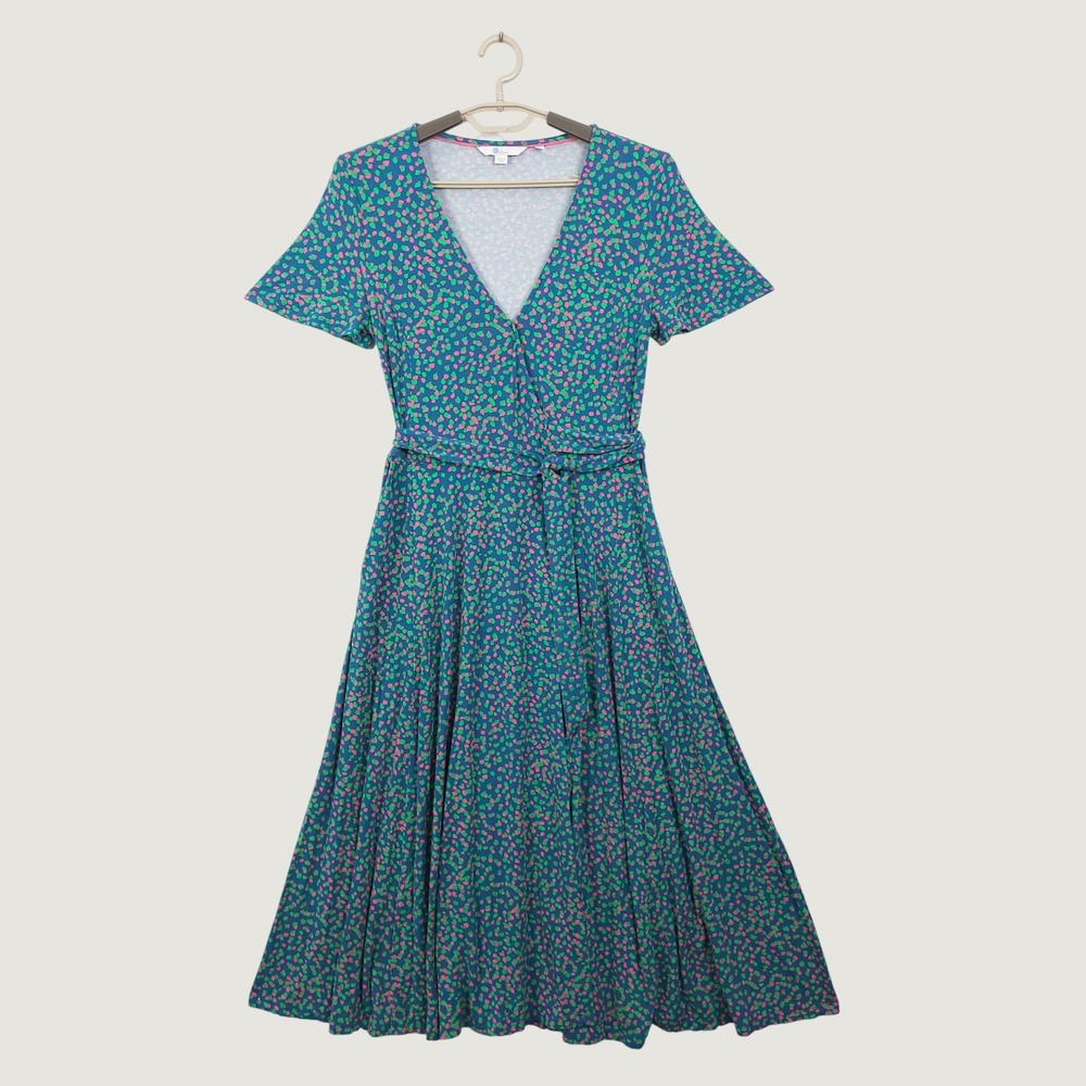 Boden Cassia Spotted Midi Wrap Dress Size 2R Pockets Feminine Preppy Stretchy